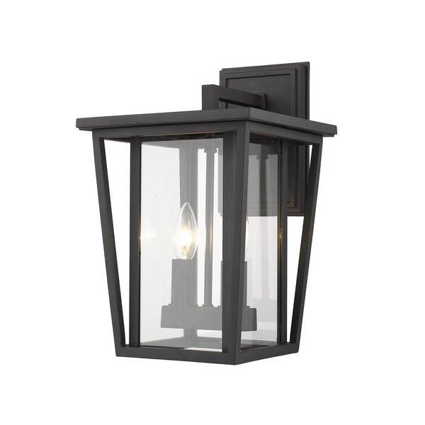 Z-Lite Seoul 2 Light Outdoor Wall Sconce, Black & Clear 571M-BK - main